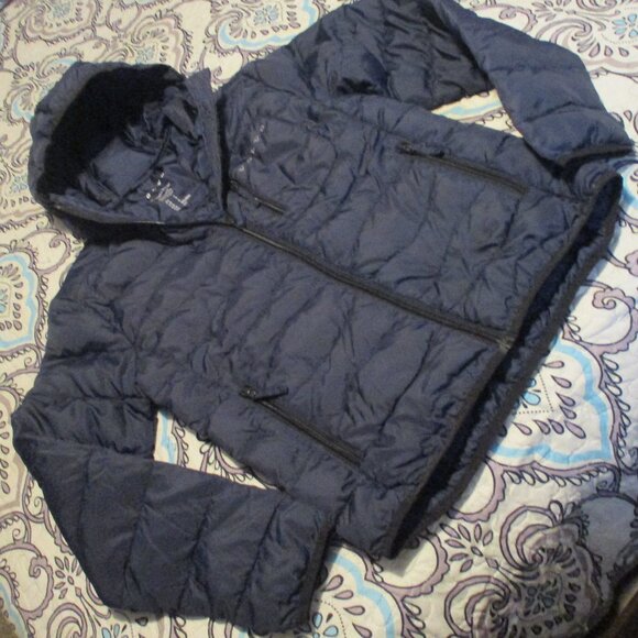 Volvo Puffer Lightweight Quilted Hooded Logo Jacket Black Size S - Picture 1 of 6